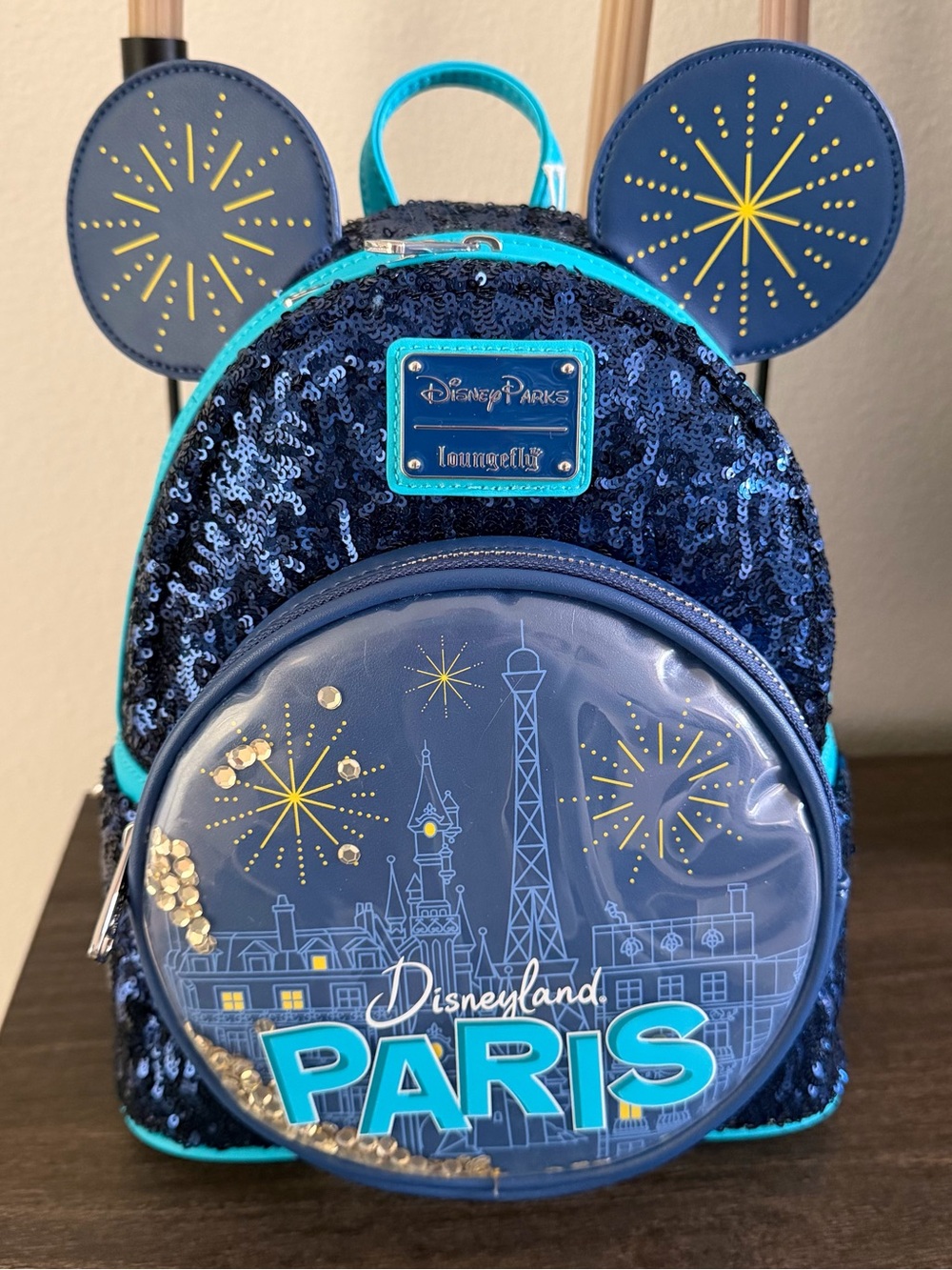 Disneyland Paris Disney Park Mickey Mouse Ears Sequin Loungefly Mini Backpack